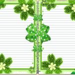 صفحات مسطرة لغرض الكتابة مزينة باللون الأخضر اللامع مصممة على البوربوينت
