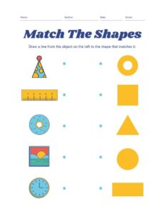 ورقة عمل Match The Shapes لتعليم الأطفال الأشكال الهندسية