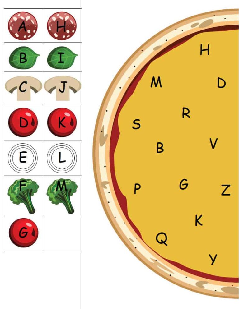 نشاط pizza letter matching لتعليم الحرف الإنجليزية للأطفال