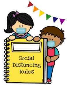 بطاقات تعليمية ملونة Social Distancing Rules للأطفال