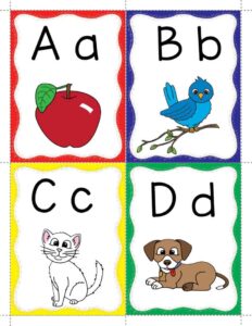 Alphabet Flash Cards لتعليم الأطفال الحروف مع صور توضيحية