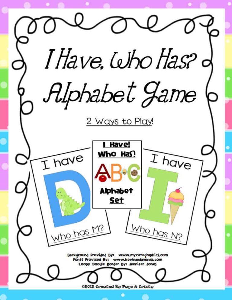 I Have Who Has Alphabet Game بطاقات تعليمية للطلاب