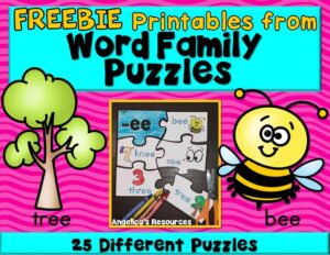 نشاط Word Family Puzzle لتعليم الأطفال تمييز بين أصوات اللغة الإنجليزية