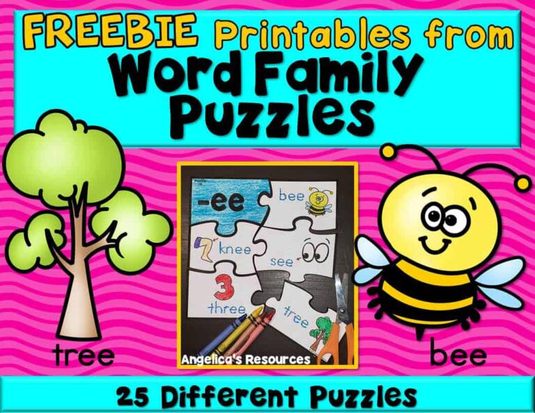 نشاط Word Family Puzzle لتعليم الأطفال تمييز بين أصوات اللغة الإنجليزية