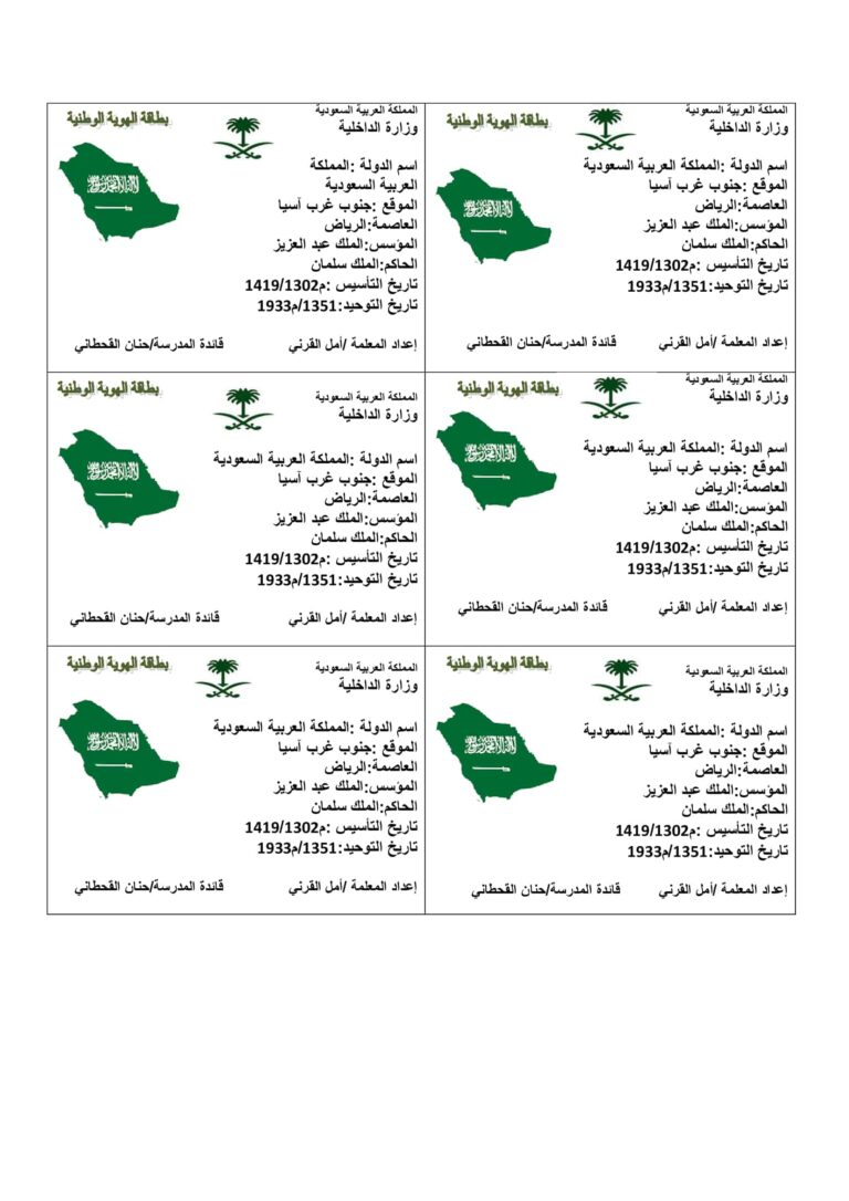 بطاقة الهوية الوطنية للمملكة العربية السعودية