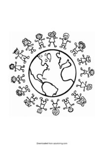 نشاط تلوين شعار اليوم العالمي للطفل جاهز للطباعة