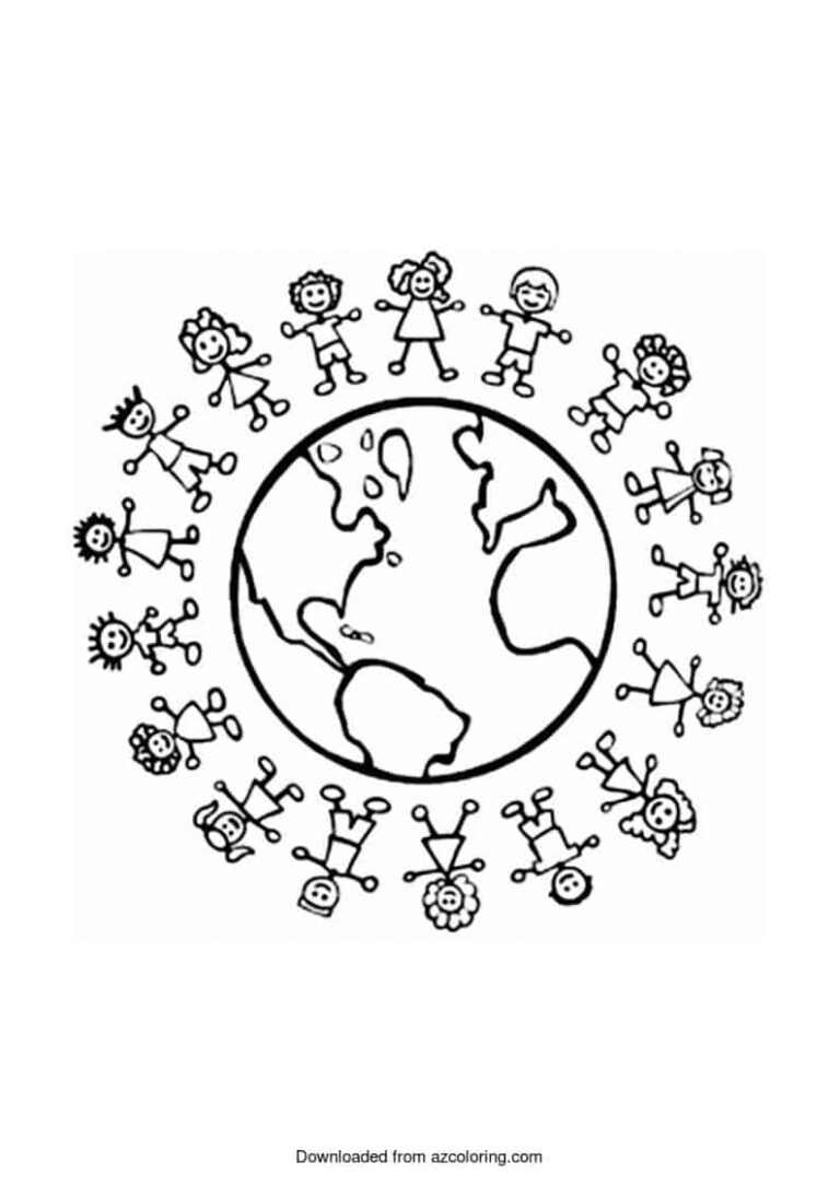 نشاط تلوين شعار اليوم العالمي للطفل جاهز للطباعة