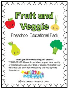 fruit and veggie preschool education pack
