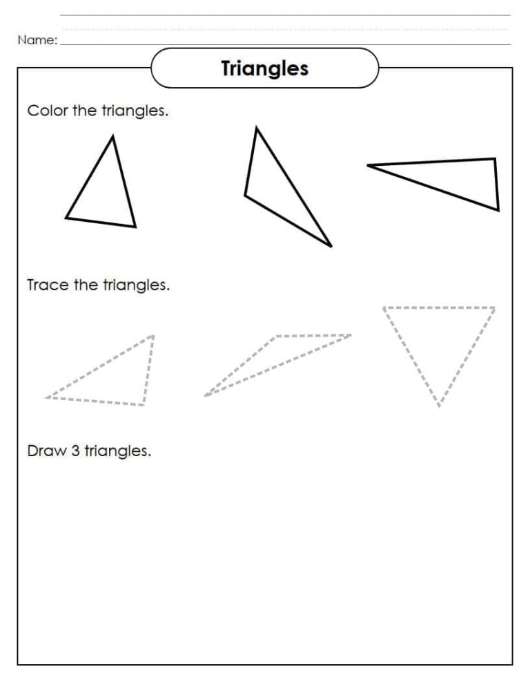 ورقة عمل لتدرب على شكل المثلث