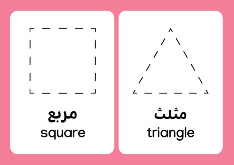 الأشكال الهندسية باللغتين العربية والإنجليزية
